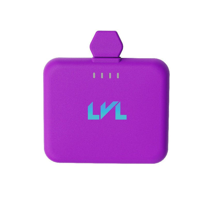 Purple device with 'LVL' logo on a white background