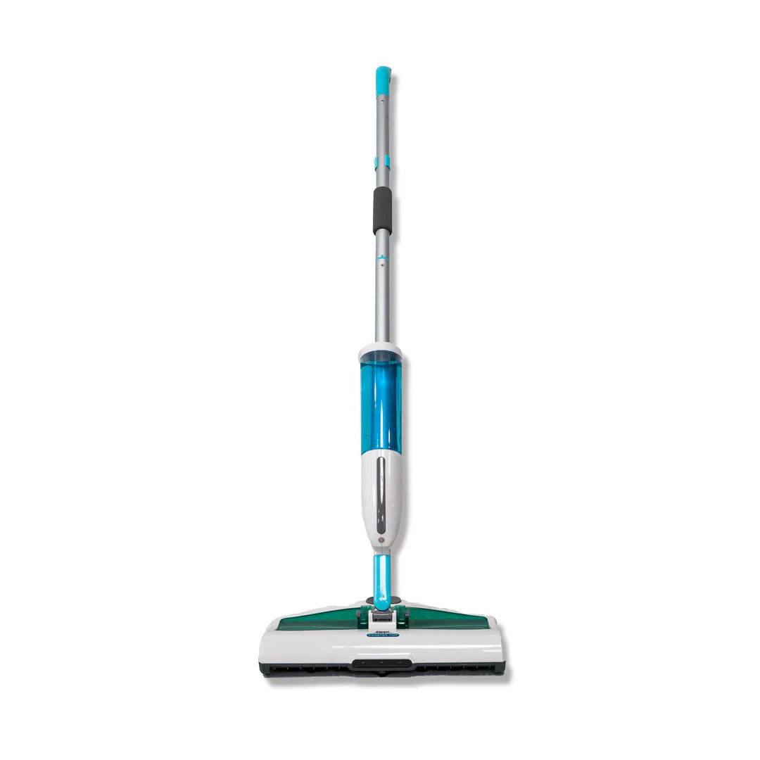 Mop with a blue handle on a white background