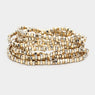 9 pc Cut Bead Stretch Bracelet- Set of 9 - Gold/Silver