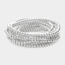 10 PC BEADED STETCH BRACELET SET - Silver