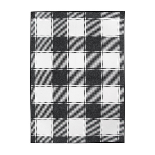 Buffalo Plaid Black and White Washable Rug