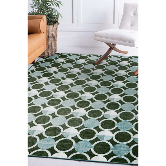 Dula Dark Sage Green Washable Rug