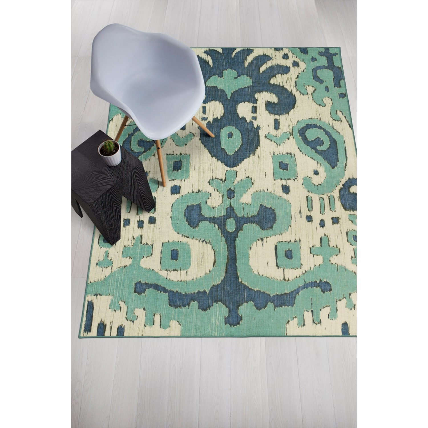 My Magic Carpet Machine Washable Runner Rug Ramage Blue 2.5x7 