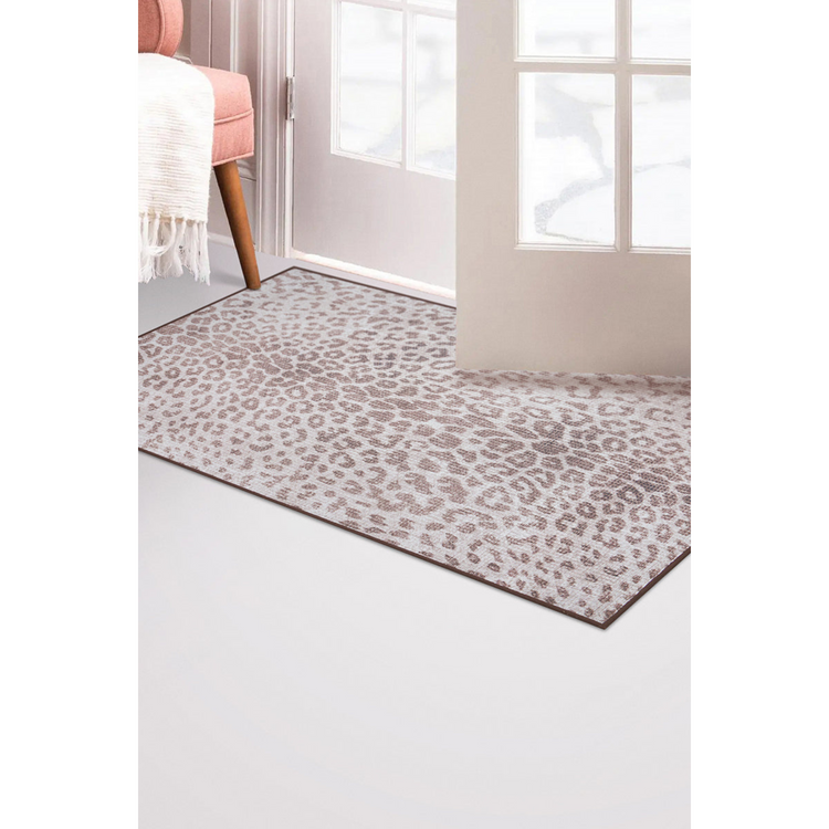 Miya Leopard Brown Washable Rug