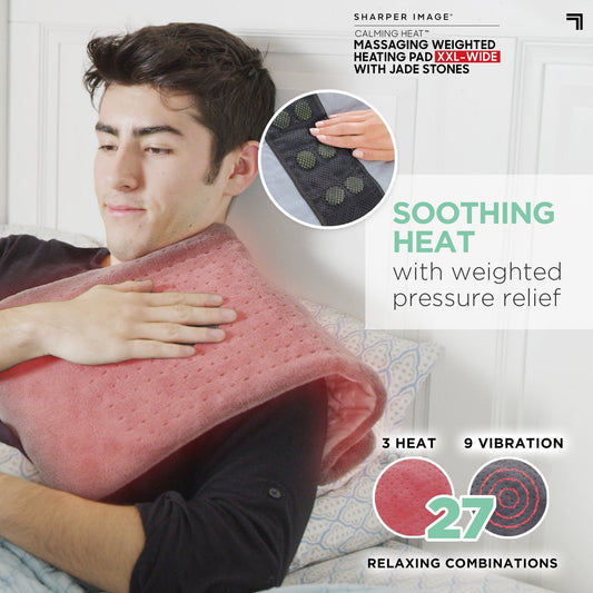 Deluxe XXL By Sharper Image Weighted Massaging Heating Pad