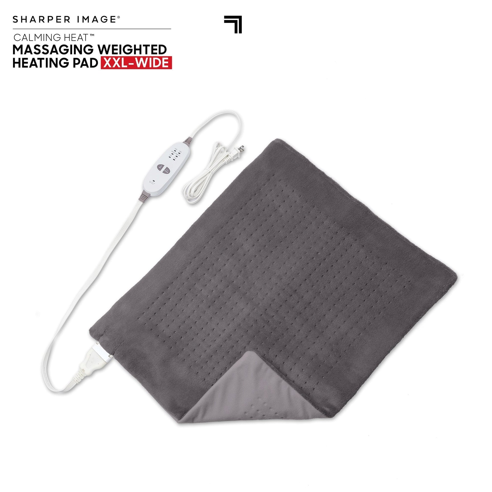 Deluxe XXL By Sharper Image Weighted Massaging Heating Pad