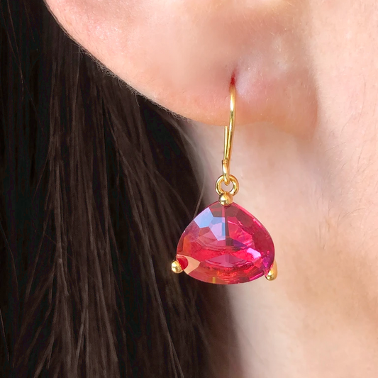 Crystal Drop Earring-Garnet/Gold