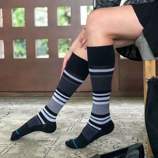 Stripe Cotton Black/Grey Energy Compression Socks