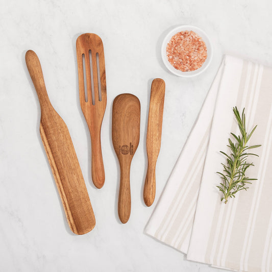 Buy 1 Get 1 - 4pc Acacia Wood Spurtle Set, Natural