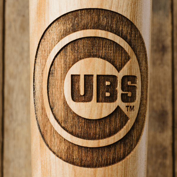 baseball bat mug Chicago Cubs close up
