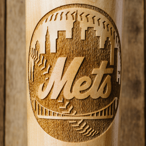 baseball bat mug New York Mets close up