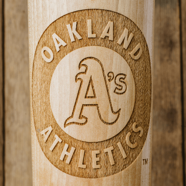 baseball bat mug Oakland Athletics close up