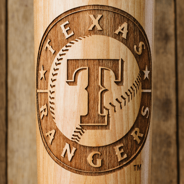 baseball bat mug Texas Rangers close up