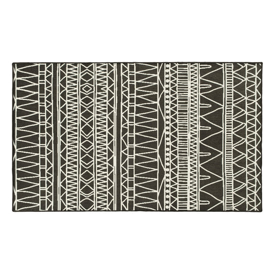 Chelsea Tribal Aztec Dark Grey Washable Rug