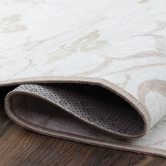 Leilani Damask Ivory Washable Rug