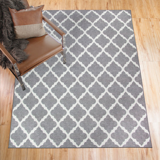 Moroccan Trellis Grey Washable Rug