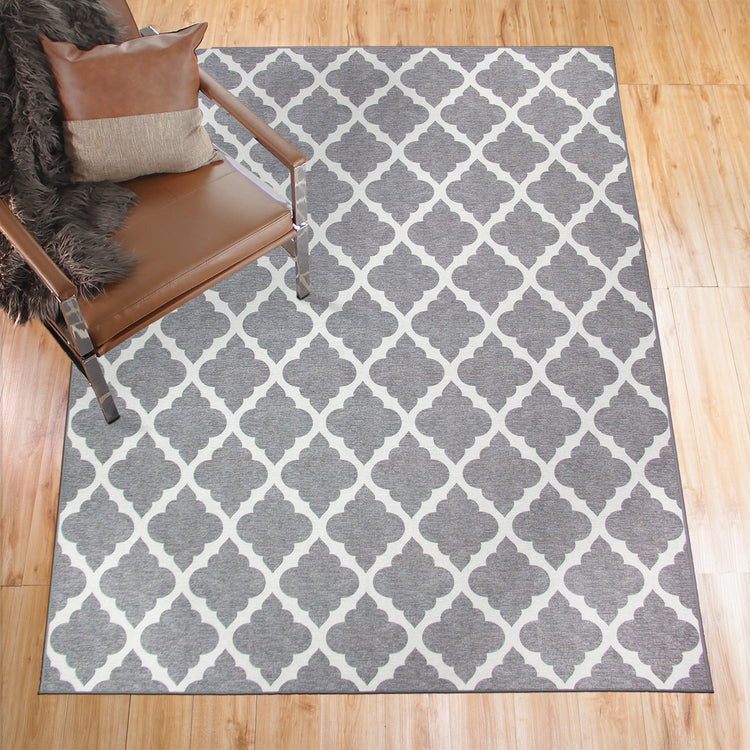 Moroccan Trellis Grey Washable Rug