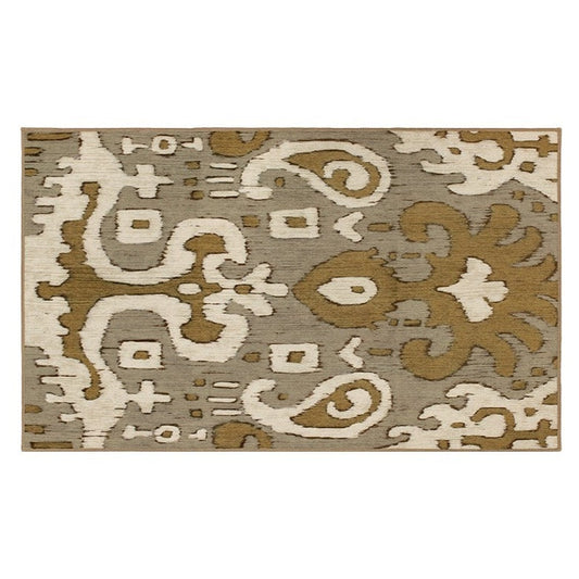 Ochre Ikat Grey Gold Washable Rug