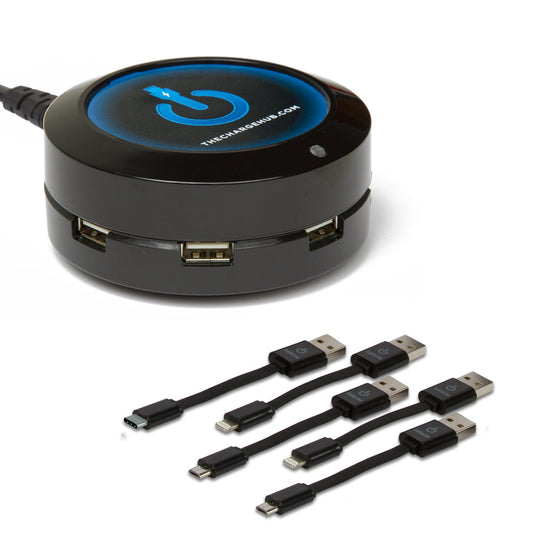 ChargeHub X5 Bundle - 5 Port USB Charger with 5 USB Charging Cables
