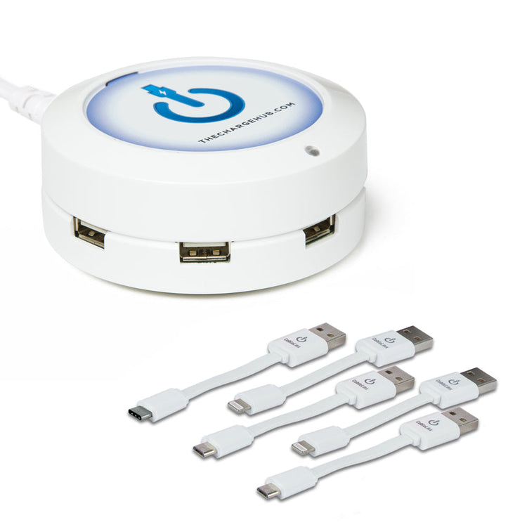 ChargeHub X5 Bundle - 5 Port USB Charger with 5 USB Charging Cables
