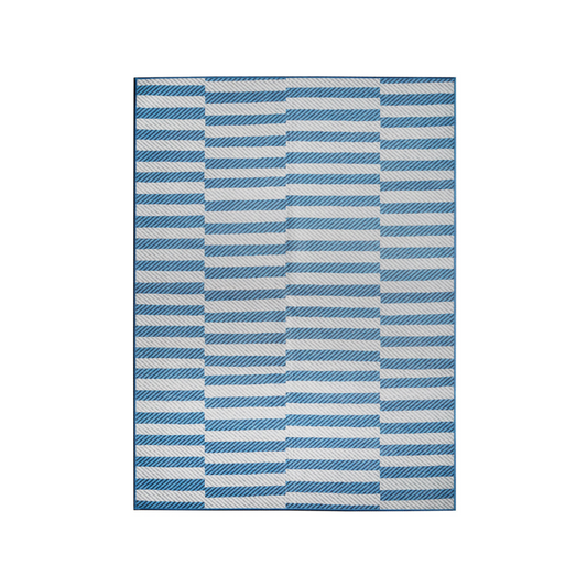 Tratti Offset Stripe Blue Washable Rug