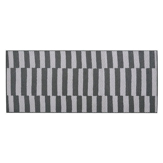 Tratti Offset Stripe Black Cream Washable Rug